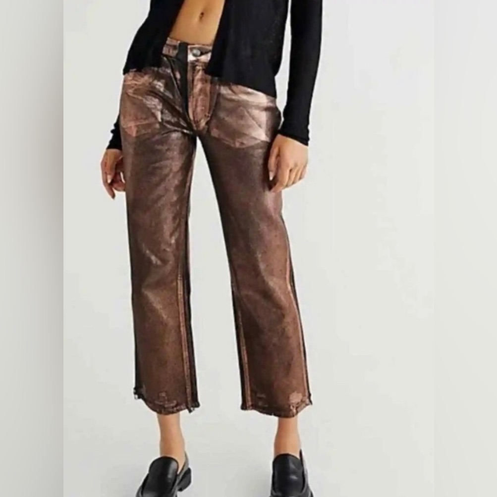 Free People We The Free Maggie Mid-Rise Coated Jeans Nwt